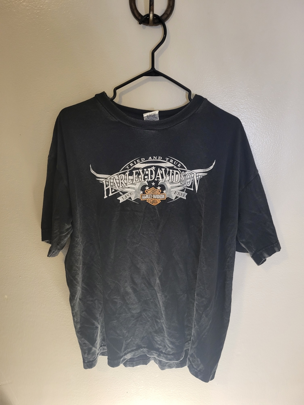 Harley-Davidson Black Short Sleeve Logo Tee with Orange Shield
